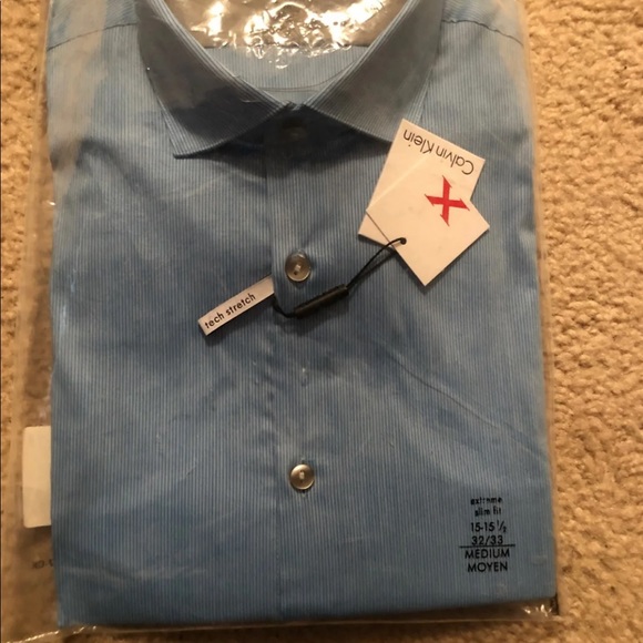 CalvinKlein Tech-stretch slim-fit dress-shirt Blue - Picture 4 of 8